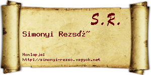 Simonyi Rezső névjegykártya